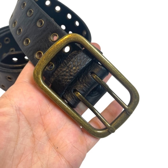 Leather Belt With Metal Grommets - Picture 2 of 6